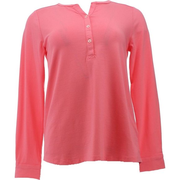NWT LANDS' END WOMEN'S LONG SLEEVE BUTTON CUFF TUNIC RICH ZINNIA PXS - Picture 1 of 10